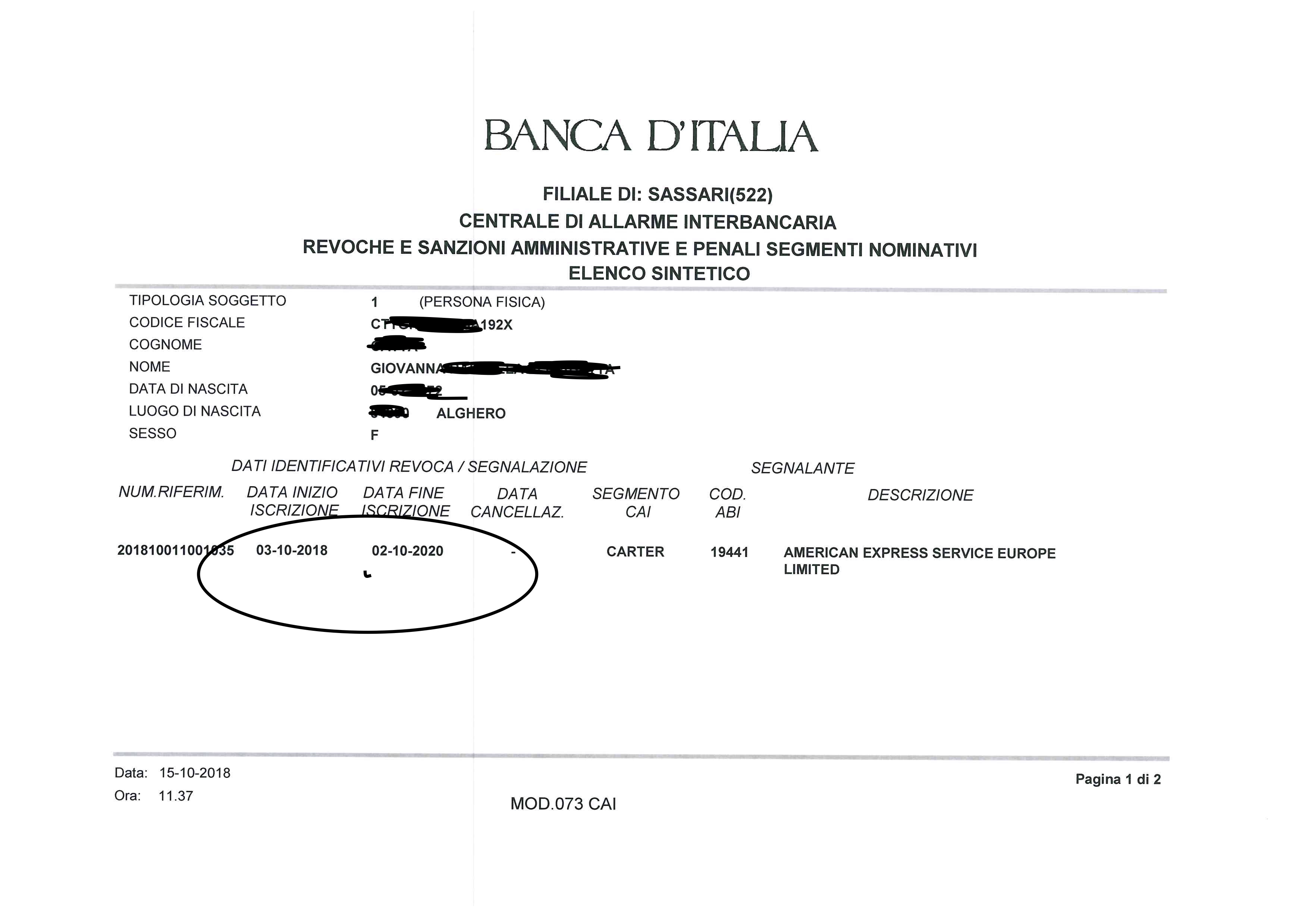 LUCA PACINI, SEGNALAZIONE CAI CARTER